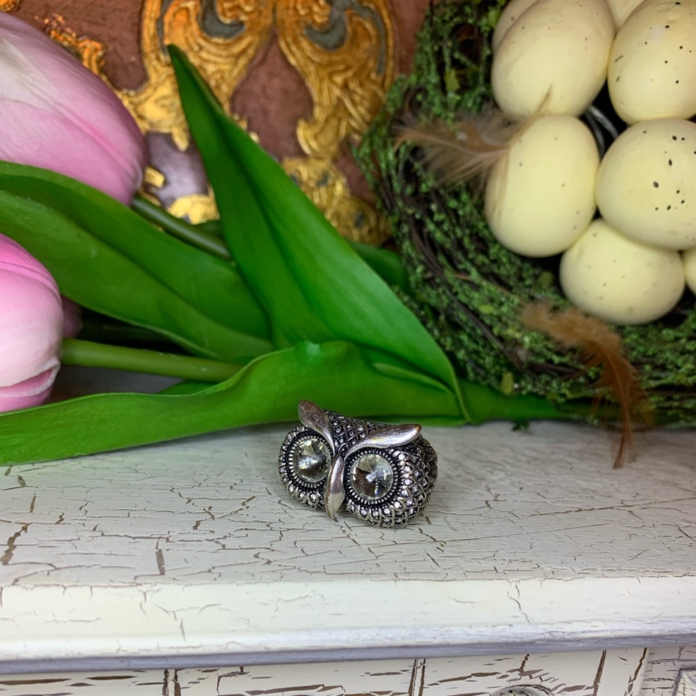 Fossil Owl Ring Size 7